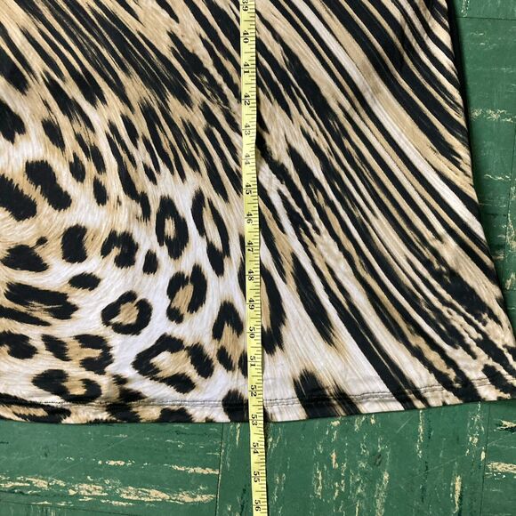 Venus Boho Animal Print Tank Maxi Dress Size Small Stretch Knit Black & Tan - Picture 7 of 11